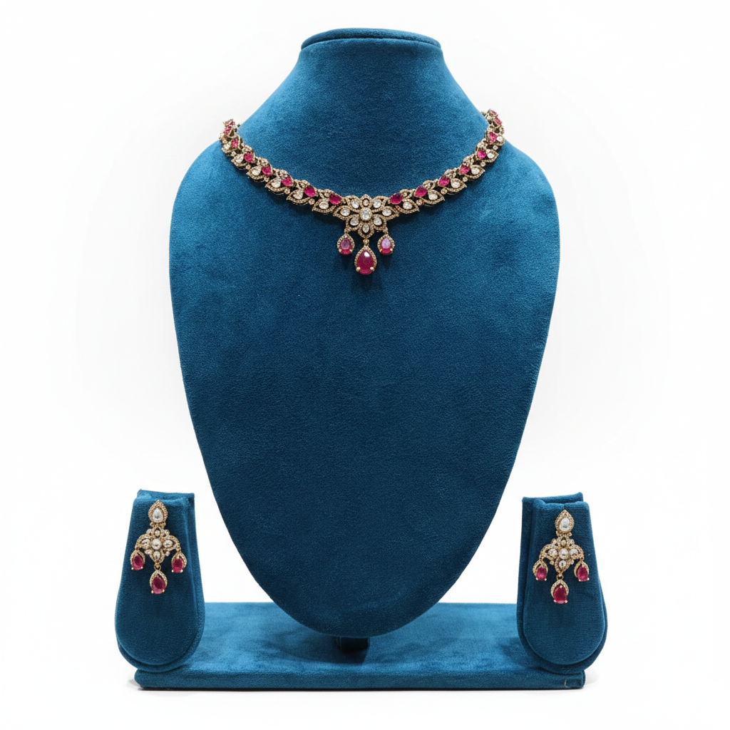 Ruby Polki Necklace Set - Studio Editorial