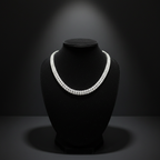 White AD double-row tennis necklace on dark velvet studio display