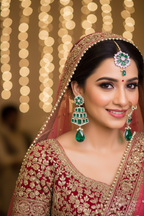 Silver AD Emerald Green CZ Trapezoid Earrings - Bridal Lifestyle Editorial