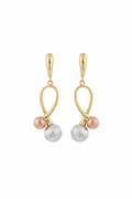 Tri-Tone Ball Drop Hoop Earrings – white background studio promotional image