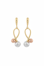 Tri-Tone Ball Drop Hoop Earrings – white background studio promotional image