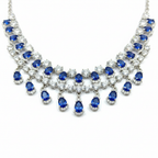 Close-up macro of sapphire ovals, AD clusters and teardrop fringe drops