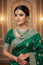 Bridal lifestyle shot with emerald AD necklace set