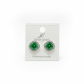 92.5 Sterling Silver Emerald Green Princess-Cut Cluster Halo Stud Earrings studio product shot