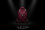 Emerald cushion-cut AD necklace set promotional banner on black background