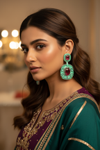 Mint Green Enamel Ruby Red CZ Filigree Disc Earrings – lifestyle editorial ethnic look