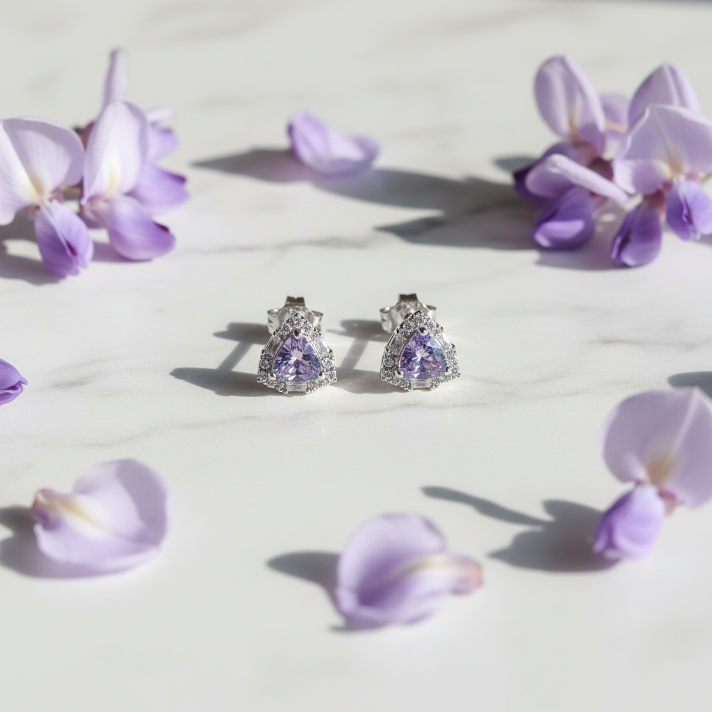 Lavender Tanzanite CZ Earrings - Lifestyle Style