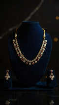 Polki-Style Ruby & Diamond AD Gold Necklace & Earring Set