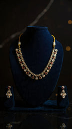 Polki-Style Ruby & Diamond AD Gold Necklace & Earring Set